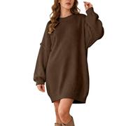 Vestido tipo suéter de punto con cuello redondo, relajado, casual | Cuello redondo clásico. Forma relajada que combina fácilmente con jeans, leggings o pantalones.