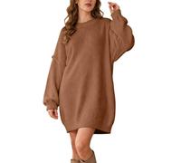 Vestido tipo suéter de punto con cuello redondo, relajado, casual | Cuello redondo clásico. Forma relajada que combina fácilmente con jeans, leggings o pantalones.