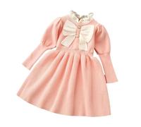 Vestido Tipo suéter de Punto de Manga Larga para niñas Vestido Midi de Cuello Alto de otoño (4-5 Years)