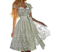 Vestido tirolés alemán del Oktoberfest para mujer, ajustable, conjunto de disfraz de sirvienta bávara con blusa de encaje y delantal, traje de festival, carnaval, cosplay, verde militar