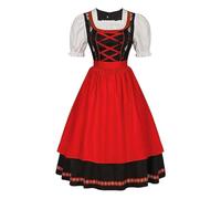 Vestido tirolés alemán para mujer del Oktoberfest 2025, 2 disfraces para el Oktoberfest bávaro, carnaval, Halloween, mono, cosplay, pequeñas pesadillas (rojo, XL)