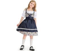 Vestido tirolés alemán para niños con blusa y delantal para el Oktoberfest bávaro, disfraz vintage de festival de cerveza, disfraz de Halloween, 5-10 años, cerveza, carnaval, azul marino
