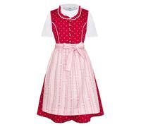 Vestido tirolés infantil de 3 piezas, vestido blusa, delantal para niña, Oktoberfest, Kirchweih boda, excursión de domingo, rosa/rojo con floretes, rojo/rosa, 140