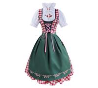 Vestido tirolés para mujer, color rojo, de algodón, con delantal tirolesa, vestido bávaro, vestido tirolés, blusa tirolesa, vestido tradicional tradicional tradicional para Oktoberfest & Carnaval