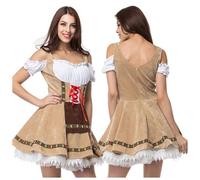 Vestido tirolés para mujer, Halloween, con hombros descubiertos, moldeado, rendimiento tirolés, transpirable, fácil de limpiar, elegante, festivo, cómodo, tirolesa midi para mujer, 01#_Caqui, S