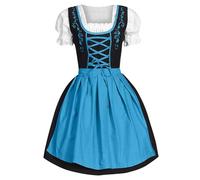 Vestido tirolés para mujer, vestido tradicional midi para mujer, negro, incluye delantal de encaje, 2 piezas, elegante vestido tradicional tradicional, vestido tradicional moderno, sofisticado atuendo