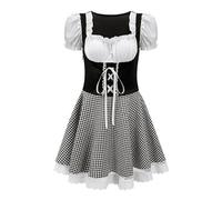 Vestido tradicional para mujer, Halloween, patio, Oktoberfest, manga corta, escenario, rendimiento, vestido tirolés, transpirable, fácil de limpiar, elegante, festivo, cómodo, tirolesa midi para mujer