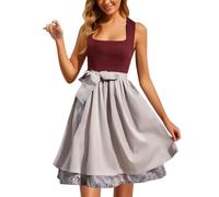 Vestido tradicional tirolés para mujer, color rojo, incluye delantal tirolesa, 2 piezas, vestido tradicional bávaro, elegante, vestido tirolés moderno para Oktoberfest