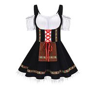 Vestido tradicional tirolés para mujer, estilo medieval, traje regional bávaro, largo hasta la rodilla, A11 negro., 3XL