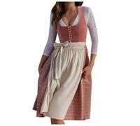 Vestido Tradicional Tirolesa para Mujer Midi con Encaje Estilo Mediana Fiesta De Carnaval BáVaro Disfraz Vintage Elegante CóCtel del Oktoberfest