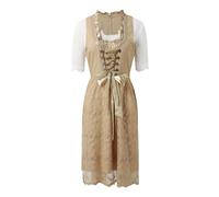 Vestido tradicional tradicional para mujer, color beige, tallas grandes, vestido tirolés con 3 piezas, blusa tirolesa de Halloween, delantal de encaje, juego completo de tirolesa, falda tradicional