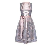 Vestido tradicional tradicional para mujer, color rosa, tirolesa midi para mujer, incluye delantal de encaje, 2 piezas, elegante vestido tradicional bávaro, vestido de tirolesa refinado para