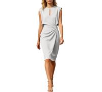 Vestido tubo para mujer, elegante, largo hasta la rodilla, vestido de verano, vestido midi de línea A, plisado, vestido de invitada de boda, vestido festivo, vestido de fiesta, bodycon, Blanco, M
