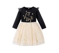 Vestido Tulle Niña Otoño Invierno Casual Ciervo Vestido Elegante Encaje Tutu Vestir Ceremonia Fiesta Boda Baile Manga Larga Tul Blanco Rosa Vestidos para Princesa 7 Años