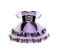 Vestido Tutu Ballet NiñA,Elegante Vestido De Fiesta Lolita Para NiñAs Disfraz De Halloween Vestido GóTico Para NiñAs PequeñAs Atuendo De Fiesta Con Detalles De Encaje Floral Y Mangas Abullonadas