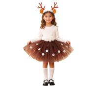 Vestido tutú para niñas de Carnival and Shine 2026 con falda sintética, parte superior estampada festiva para fiestas de vacaciones, marrón, 3-5 años