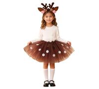 Vestido tutú para niñas de Carnival and Shine 2026 con falda sintética, parte superior estampada festiva para fiestas de vacaciones, café, 3-5 años