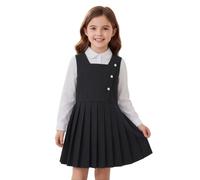 Vestido Uniforme Escolar Plisado Niñas Con Cuello V Mangas Corta Con Decoración De Botones Ropa Formal Clásica Para Qué Ponerse Durante La Temporada De Regreso a Clases Niños