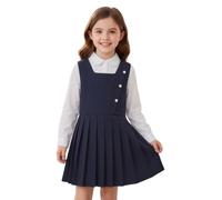 Vestido Uniforme Escolar Plisado Niñas Con Cuello V Mangas Corta Con Decoración De Botones Ropa Formal Clásica Para Qué Ponerse Durante La Temporada De Regreso a Clases Niños