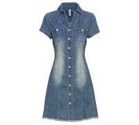 Vestido vaquero con botones y dobladillo abierto 40