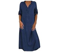 Vestido vaquero para mujer largo maxi - vestido vaquero para mujer con botones, vestido blusa, cuello en V, vestido vaquero, manga larga, vestido de verano, vestido maxi elegante, vestido de verano,