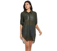 Vestido Verano de Playa Mujer Traje de Baño Pareos Playa Cuello en V Mangas Cortas Camisa Suelto Bikini Cover up Color Sólido Camisolas y Pareos Blusa Tops