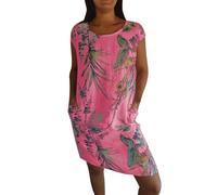 Vestido Verano Mujer Casual Talla Grande Frescos Algodón y Lino Bohemio Estampado Mini Vestidos Vintage Camisa de Vestir Ropa de Mujer Verano Elegantes Maxi Vestidos Playeros