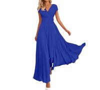 Vestido Verano Mujer Midi, Vestido Mujer Elegante, Vestido Veraniego De Estilo Bohemio con Escote En V Manga Corta Cintura Ajustada K806