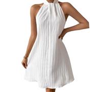 Vestido Verano Mujer Sin Mangas Vestidos de Playa Cortos Mini Vestido Boho Ahuecado A-Line Camiseta de Tanque Vestidos de Sol para Cóctel Fiesta