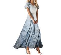 Vestido Verano Mujer, Vestidos De Cocktail Mujer Elegantes Vestido Largo Vestidos Largo De Manga Corta con Cuello En V Y Estampado Floral Vintage para Elegante Playa Corte A Ligero Deportivos