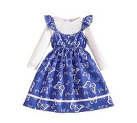Vestido Verano NiñA,Elegante Conjunto De Dos Piezas para NiñAs con Estampado Floral Blusa Tipo TúNica De Manga Larga Y Falda Ideal para NiñAs PequeñAs Y NiñAs De OtoñO