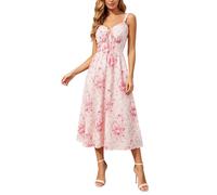 Vestido Verano,Vestido Midi Floral con Tirantes anudados para un Lindo Casual Veraniego sin Mangas confeccionado en Tejido Ligero