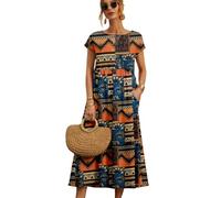 Vestido Vestido de Verano con Estampado de Cuello Redondo Suelto, Algodón, Lino Y sin Mangas para Mujeres, YYEFNMAZ, Negro, XL