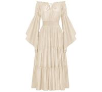 Vestido victoriano para mujer, con hombros descubiertos, vestidos de Halloween, Steam Punk, del siglo 19, vestido de estado de la corte Midsommar, manga trompeta, disfraz de bruja, vestido gótico con