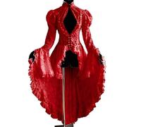 Vestido victoriano para mujer, renacentista, Halloween, vestido, negro, bruja, vapor, punk, vestido de estado, tallas grandes, vestido gótico, vestido con volantes, vestido de leche, vestido de