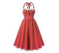 Vestido vintage 50 mujeres retro Rockabilly Pin Up Chic Y Elegant Vestidos sin mangas Polka Dot Style Audrey Hepburn para bodas, cócteles, fiestas, ceremonias, rojo, XXL