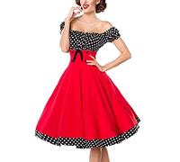 Vestido Vintage 50 Pin Up Mujer de Lunares Vintage Retro Impreso Lunares Media Largo Elegante Estilo 1950's Audrey Hepburn Vestido de Noche Cóctel sin Mangas Rockabilly Año 50 Swing Plisado, rojo