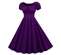 Vestido vintage años 50 mujer retro Rockabilly Pin Up Elegante Vestidos Espalda Desnuda San Manga Escote de Corazón Polka Dot Trapecio Boda Cóctel Noche Casual Ceremonia Fiesta de Rodilla Midi S-XXL,