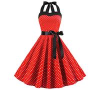 Vestido Vintage Años 50 Mujer Retro Rockabilly Pin Up Elegante Vestidos sin Mangas con Detalle de Cuerpo al Descubierto y Escote en Corazón de Estilo Polka Dot, Trapecio, para Boda, Cóctel, Fiesta
