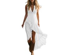 Vestido vintage con cuello en V y San Manga para mujer Retro Western Country Vestidos Bohemia Chic Vestido de Festival Playa Gran Tamaño Gótico Falda Dedisfraz Hippie Traje de Vaquera, blanco, XL