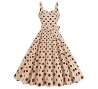 Vestido vintage de 50 pines para mujer, sexy, cuello en V, sin mangas, estilo retro, 1950, Audrey Hepburn, Rockabilly elegante, lunares de punto trapecio swing, vestido de fiesta de ceremonia mediados