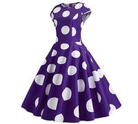 Vestido vintage de los años 50 para mujer, con puntos, de encaje, de cóctel, de graduación, para fiestas, para mujer, color negro, Z1-lila., M