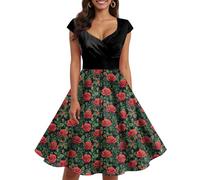 Vestido vintage de lunares de los años 50 para mujer, estilo rockabilly, vintage, rockabilly, manga corta, con lazo, para cóctel, fiesta, noche, cóctel, 2025, lunares, estilo retro, chic y elegante