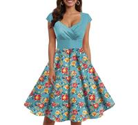 Vestido vintage de lunares de los años 50 para mujer, estilo rockabilly, vintage, rockabilly, manga corta, con lazo, para cóctel, fiesta, noche, cóctel, 2025, lunares, estilo retro, chic y elegante
