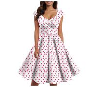 Vestido vintage de lunares de los años 50 para mujer, estilo rockabilly, vintage, rockabilly, manga corta, con lazo, para cóctel, fiesta, noche, cóctel, 2025, lunares, estilo retro, chic y elegante