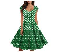 Vestido vintage de lunares de los años 50 para mujer, estilo rockabilly, vintage, rockabilly, manga corta, con lazo, para cóctel, fiesta, noche, cóctel, 2025, lunares, estilo retro, chic y elegante