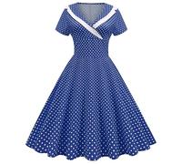 Vestido Vintage Mujer Invierno De Talle Alto Baile Vestido Año 50 60 Sexy Vestido Vestido De Lunares Ceremonia Una Línea Vestido Retro Camisa Swing Boda Falda Plisada Vestido Pin-Up Swing Vestido
