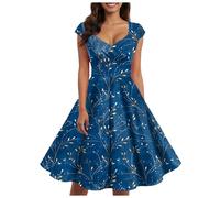 Vestido vintage para mujer, sin mangas, cuello redondo, vestido de cóctel de fiesta de 1950, cuello barco, manga casquillo, vintage, vestido de cóctel, fiesta, té, sin mangas, floral, bohemio, largo