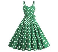 Vestido vintage para mujer sin mangas, vestido de pin up sexy con cuello en V de lunares de cintura alta Midi vestidos de gran tamaño chic y elegante barato retro versátiles vestido de rockabilly