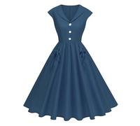 Vestido vintage retro año 1950 para mujer Audrey Hepburn Pin-Up Rockabilly Swing de lunares 3/4 manga elegante y elegante Hepburn en la rodilla con tirantes elegantes para boda fiesta fiesta cóctel